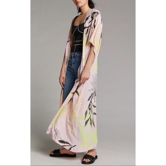 Anthropologie x Bel Kazan Open-Front Short Sleeve Duster Kimono NWT One Size - Picture 4 of 15